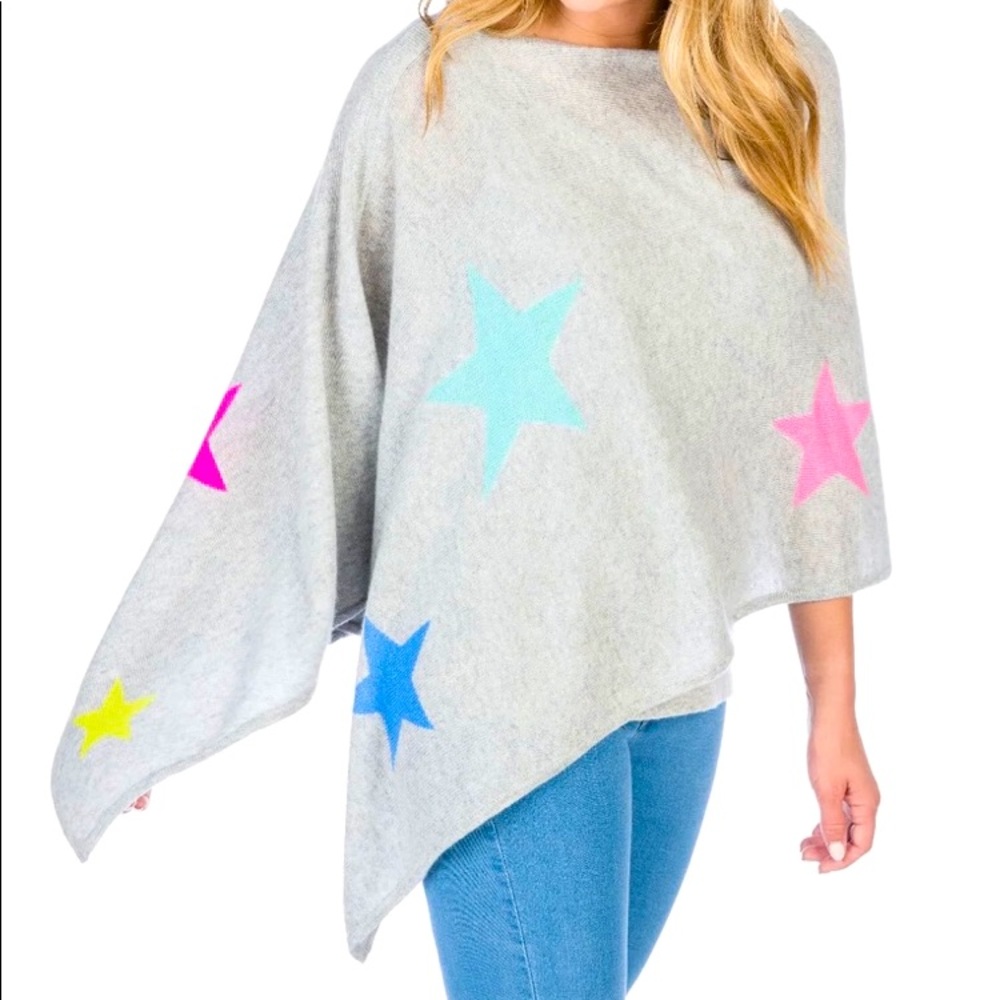 NWT Claudia Nichole by Alashan 100% Cashmere Star Poncho